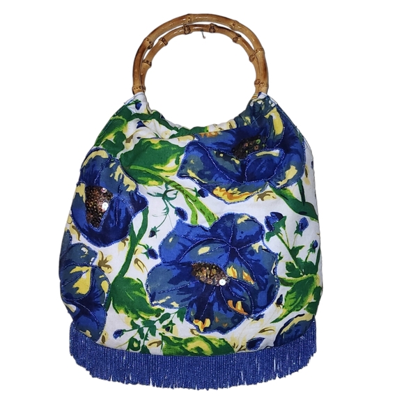 Elka Handbags - Floral Beaded and Sequin Embellished Handbag